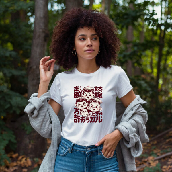 Vintage Japanese Cartoon T Shirt - Retro Anime Style Graphic Tee With Kawaii Kids Design - Image 3