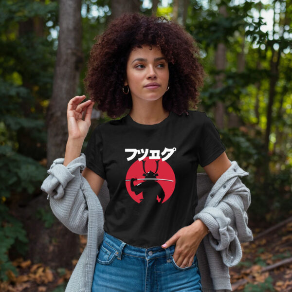 Samurai Warrior Graphic T Shirt - Japanese Katakana Art Tee With Red Sun Design - Image 5